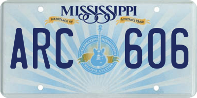 MS license plate ARC606