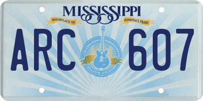 MS license plate ARC607