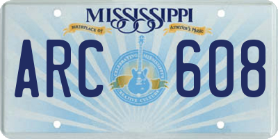 MS license plate ARC608