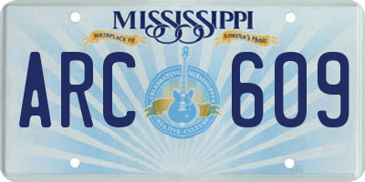 MS license plate ARC609