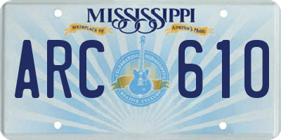 MS license plate ARC610