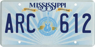 MS license plate ARC612