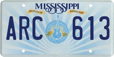 MS license plate ARC613