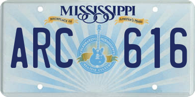 MS license plate ARC616