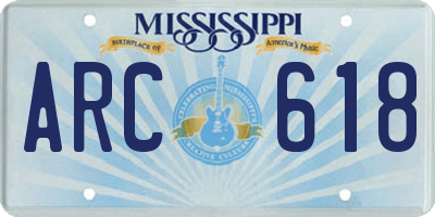 MS license plate ARC618