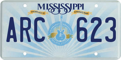 MS license plate ARC623