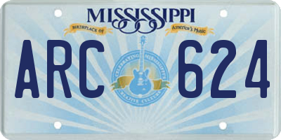 MS license plate ARC624