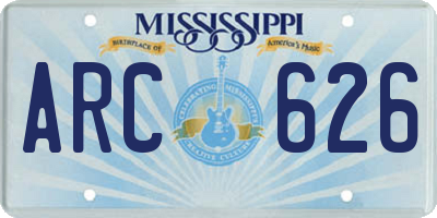 MS license plate ARC626