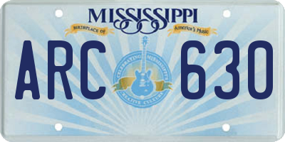 MS license plate ARC630
