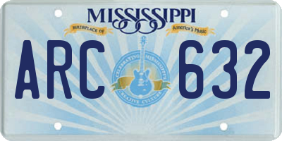 MS license plate ARC632
