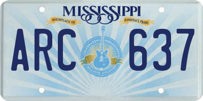 MS license plate ARC637