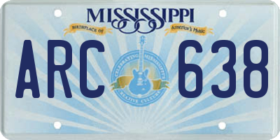 MS license plate ARC638
