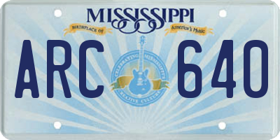 MS license plate ARC640