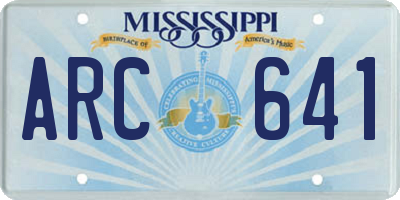 MS license plate ARC641