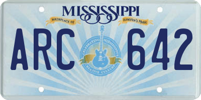 MS license plate ARC642