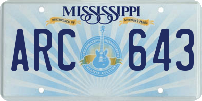 MS license plate ARC643