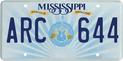 MS license plate ARC644