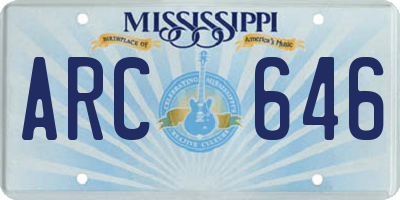 MS license plate ARC646