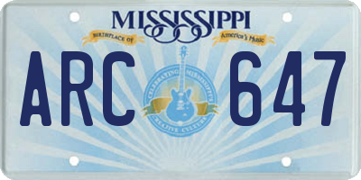 MS license plate ARC647