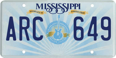 MS license plate ARC649