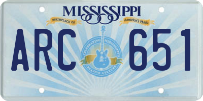 MS license plate ARC651