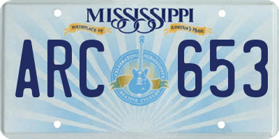 MS license plate ARC653