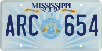 MS license plate ARC654