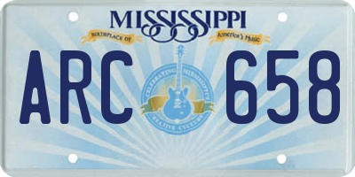 MS license plate ARC658