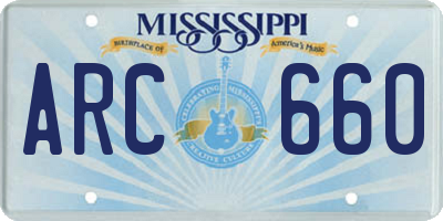 MS license plate ARC660