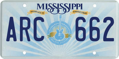 MS license plate ARC662
