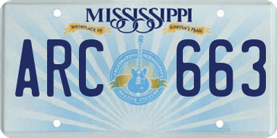MS license plate ARC663