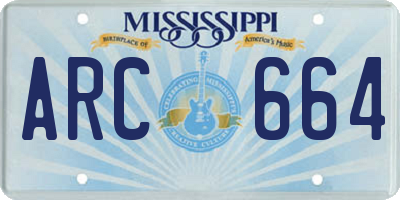 MS license plate ARC664
