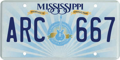 MS license plate ARC667