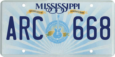 MS license plate ARC668