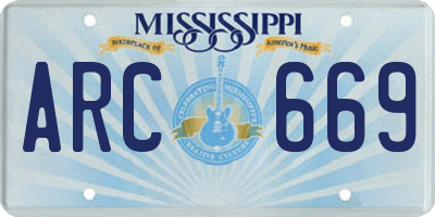 MS license plate ARC669