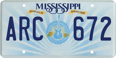 MS license plate ARC672