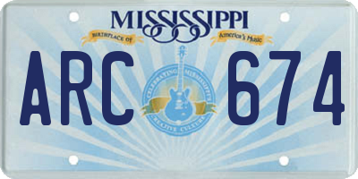 MS license plate ARC674