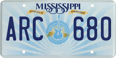 MS license plate ARC680
