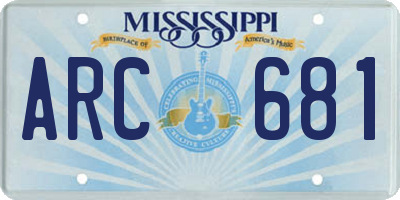 MS license plate ARC681