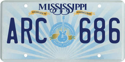 MS license plate ARC686