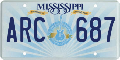 MS license plate ARC687