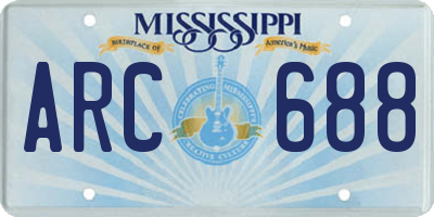 MS license plate ARC688