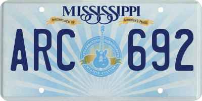 MS license plate ARC692