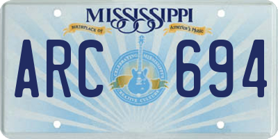 MS license plate ARC694