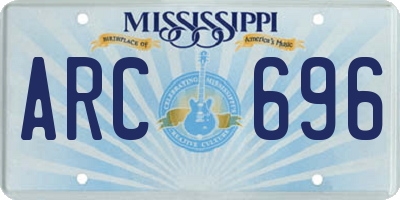 MS license plate ARC696