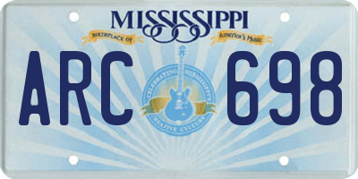 MS license plate ARC698