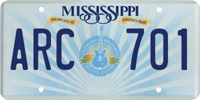 MS license plate ARC701