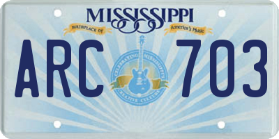 MS license plate ARC703
