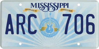 MS license plate ARC706
