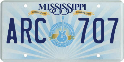 MS license plate ARC707